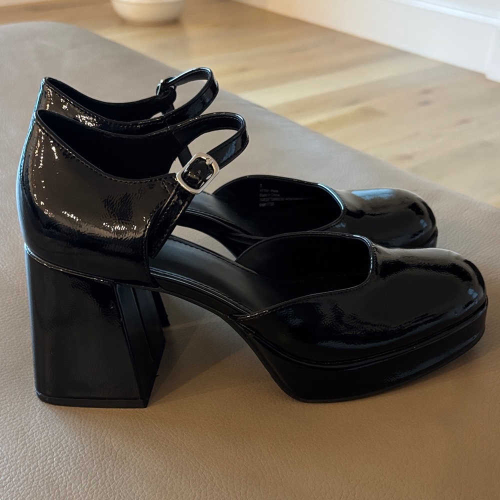 Wild Fable Shiny Black Chunky Heels